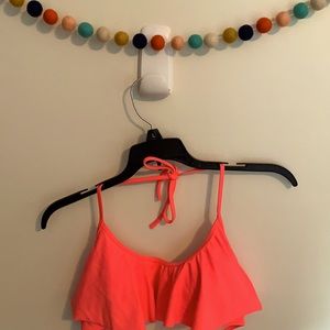 EUC VS Flounce Halter Swim Bikini L Coral Blaze